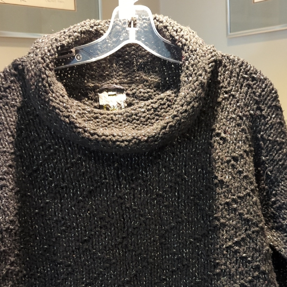 Black Chunky Knit Cowl Neck Sweater